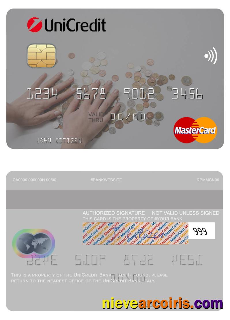 Italy UniCredit Bank Mastercard Template