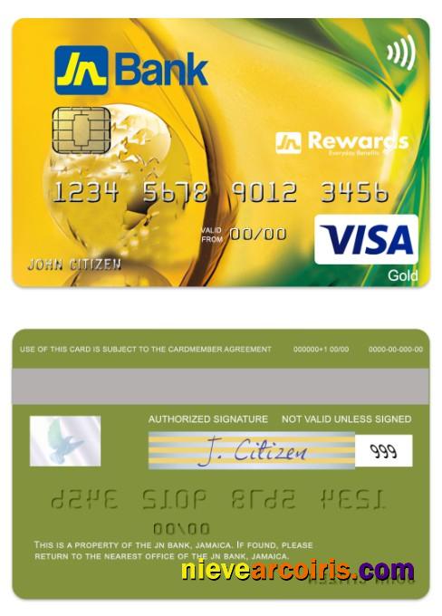 Jamaica JN Bank Visa Gold Credit Card Sample