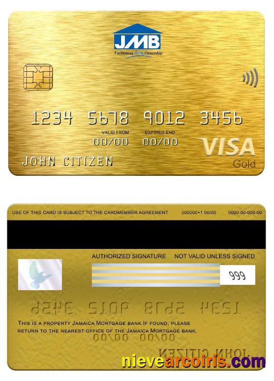 Jamaica Mortgage Bank Visa Gold Card Template
