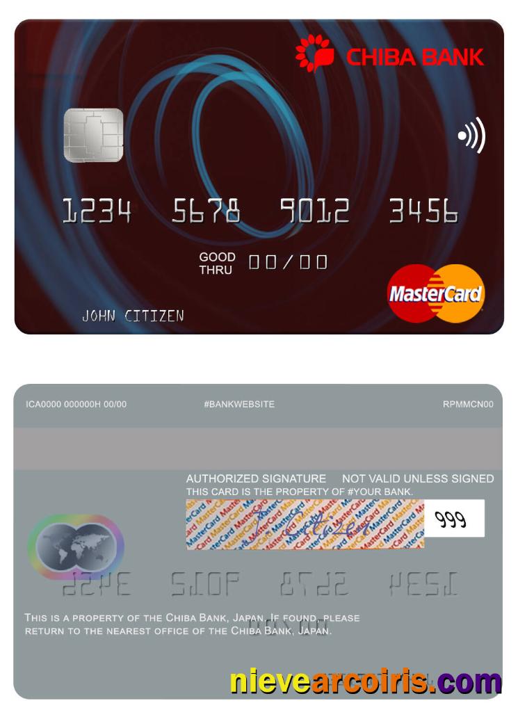 Japan Chiba Bank Mastercard Sample