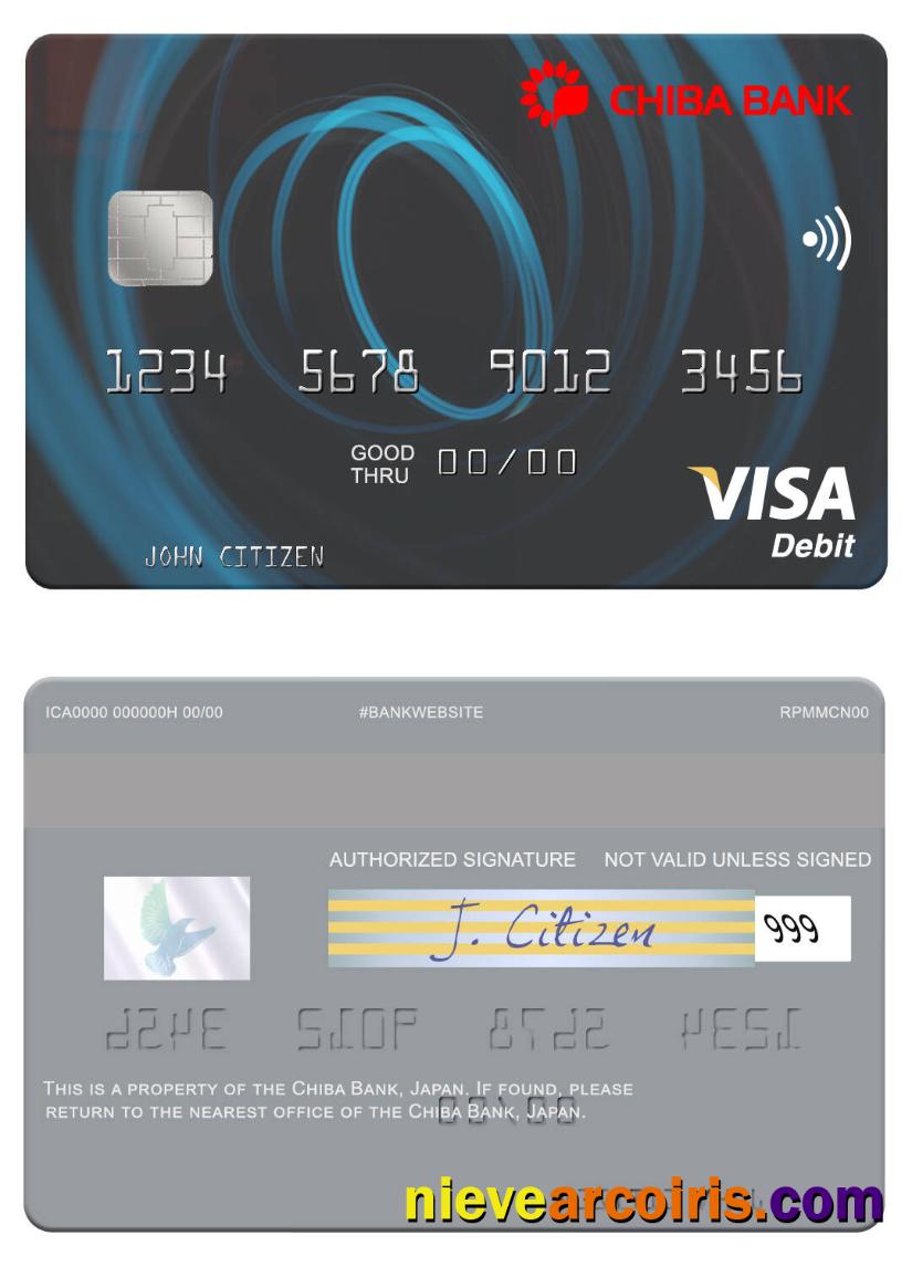 Japan Chiba Bank Visa Debit Card Template