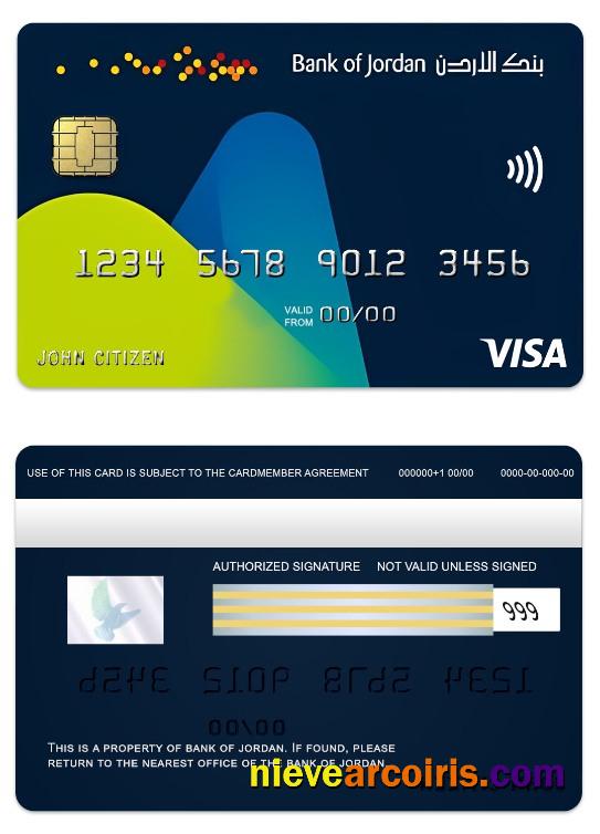 Jordan Bank Of Jordan Visa Classic Card Sample