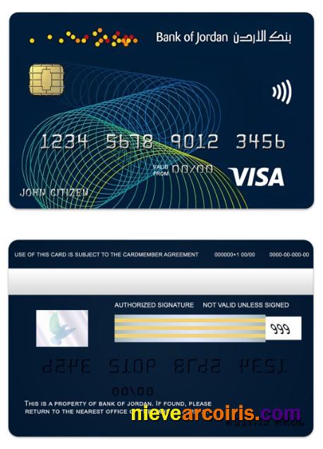 Jordan Bank Of Jordan Visa Gold Card Sample