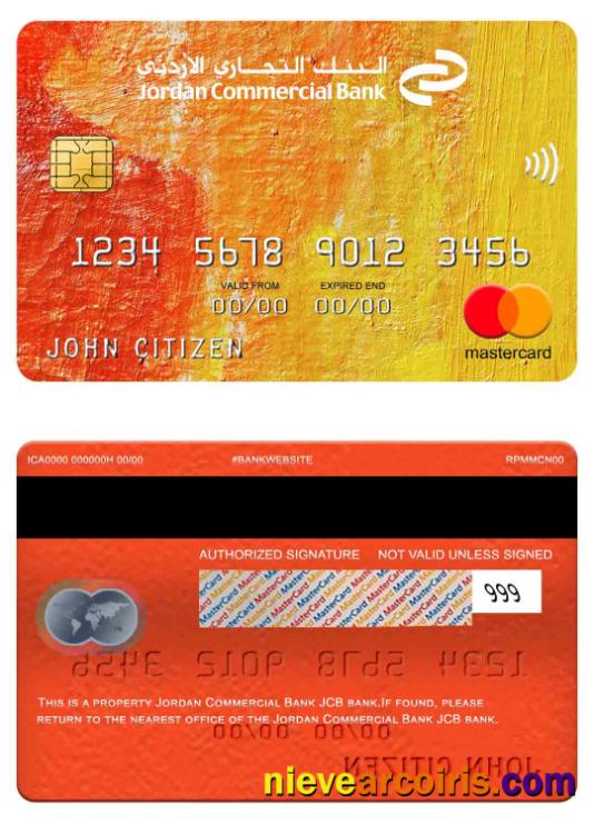 Jordan Commercial Bank JCB Bank Mastercard Sample