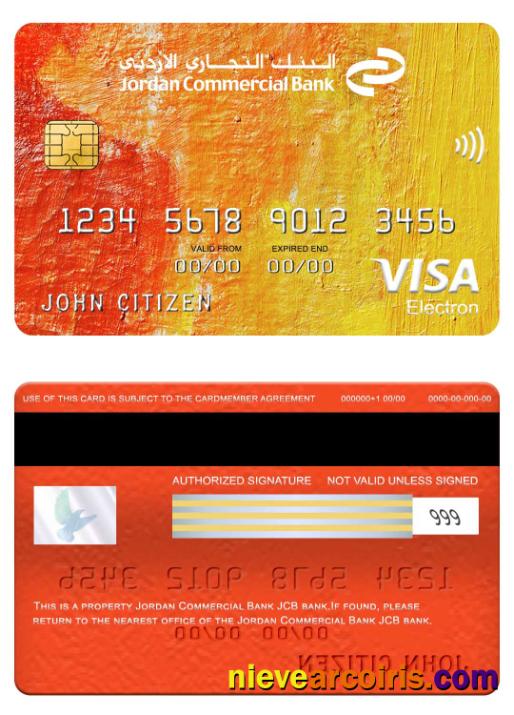 Jordan Commercial Bank JCB Bank Visa Electron Card Template