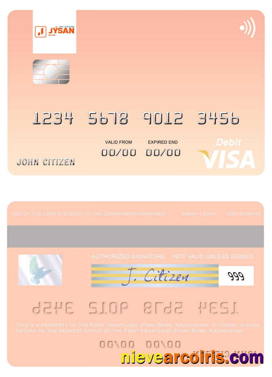 Kazakhstan First Heartland Jýsan Bank Visa Debit Card Photolook