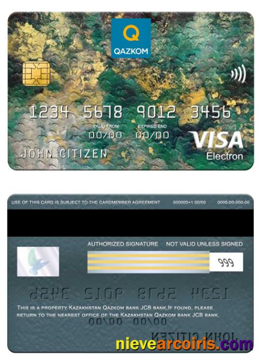 Kazakhstan Qazkom Bank JCB Bank Visa Electron Card Template
