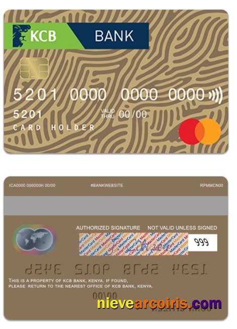 Kenya KCB Bank Gold Mastercard Sample