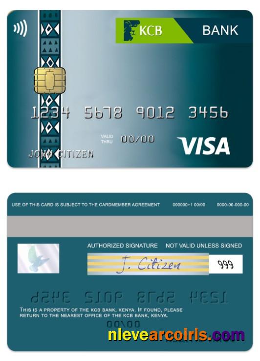 Kenya KCB Bank Visa Classic Card Template