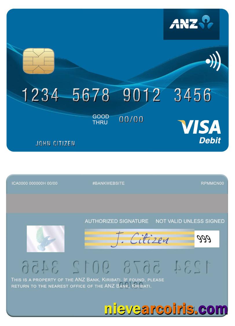 Kiribati ANZ Bank Visa Debit Card Sample