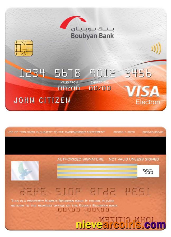 Kuwait Boubyan Bank Visa Electron Card Template