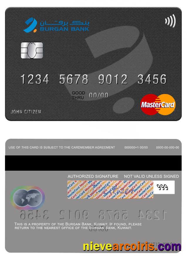Kuwait Burgan Bank Mastercard Sample