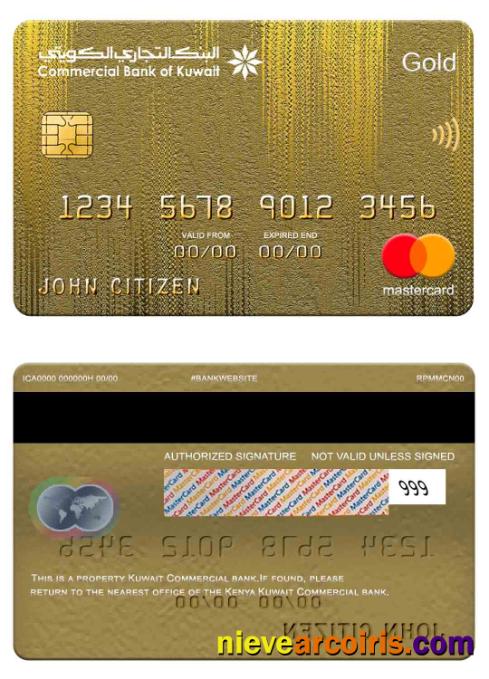 Kuwait Commercial Bank Mastercard Gold Template