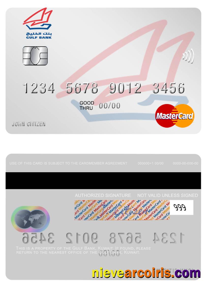 Kuwait Gulf Bank Mastercard Sample