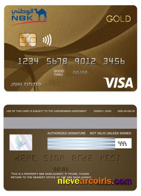 Kuwait NBK Bank Visa Gold Credit Card Preview