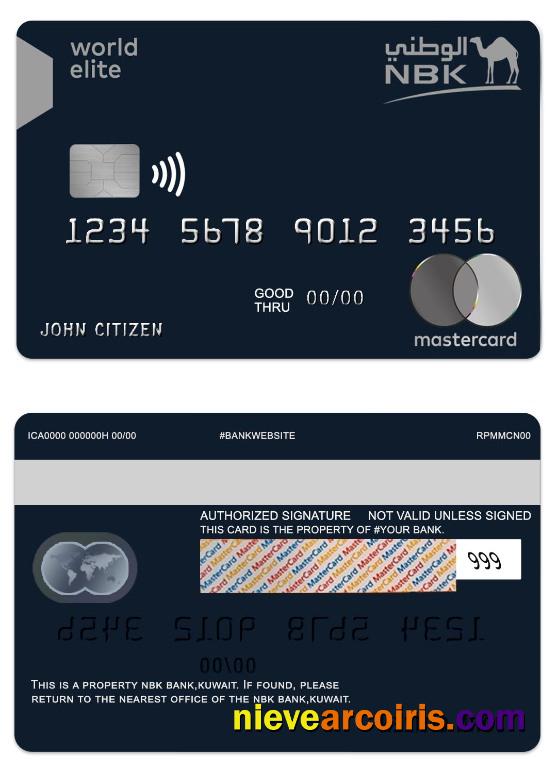 Kuwait NBK Bank World Elite Mastercard Photolook