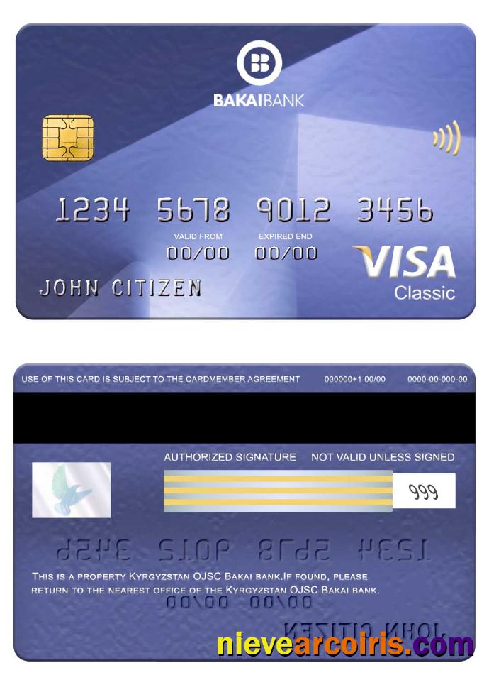 Kyrgyzstan OJSC Bakai Bank Visa Classic Card Preview