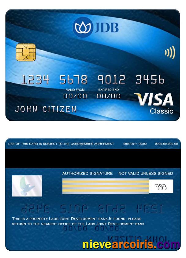 Laos Joint Development Bank Visa Classic Card Template