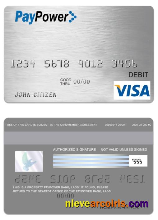 Laos PayPower Bank Visa Debit Card Sample