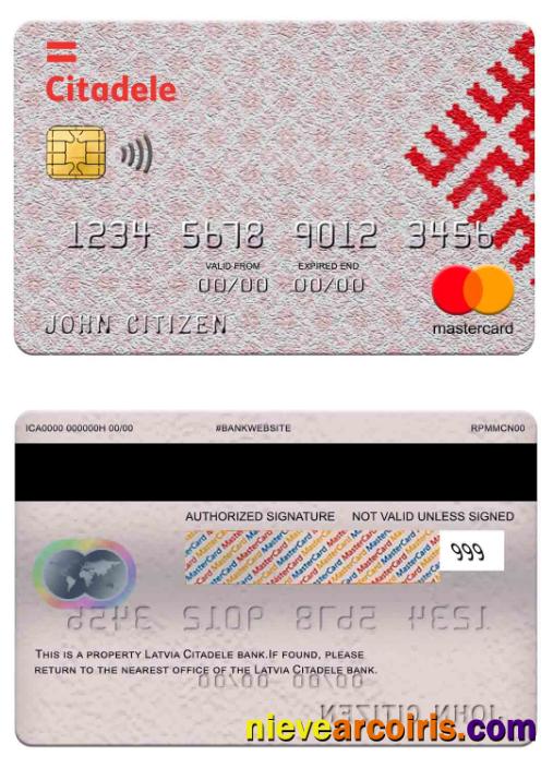 Latvia Citadele Bank Mastercard Template