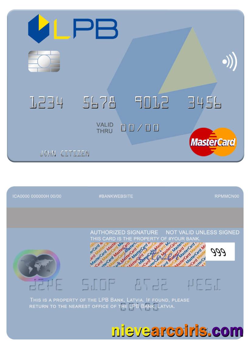 Latvia LPB Bank Mastercard Template