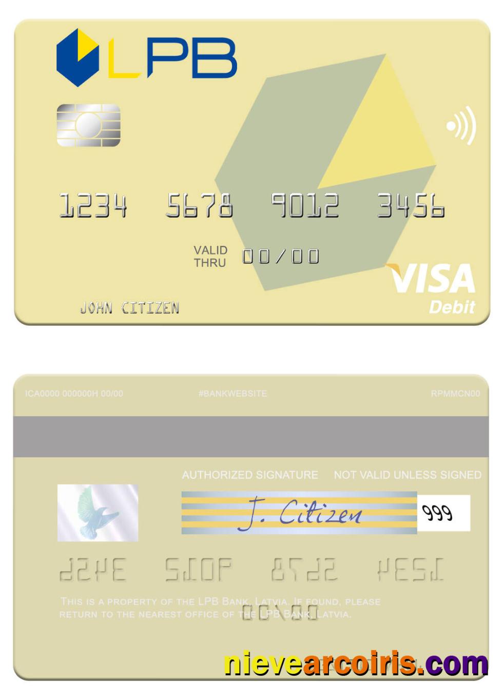 Latvia LPB Bank Visa Debit Card Sample