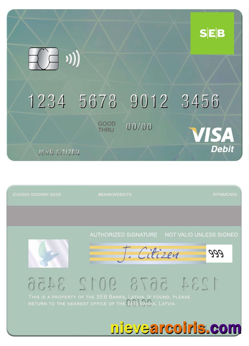 Latvia SEB Bank Visa Debit Card Sample