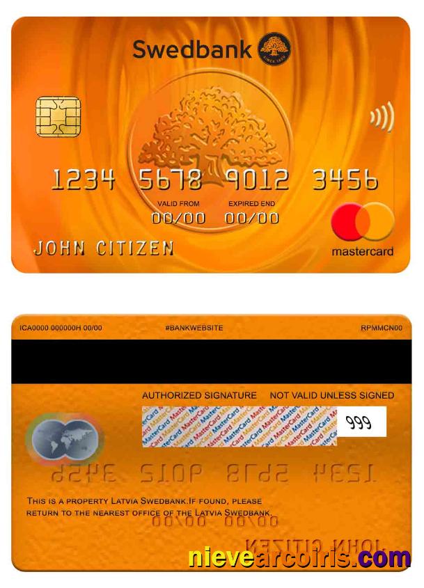 Latvia Swedbank Mastercard Template