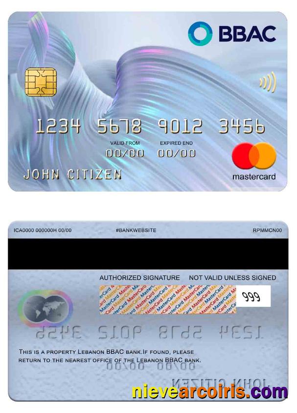 Lebanon BBAC Bank Mastercard Sample