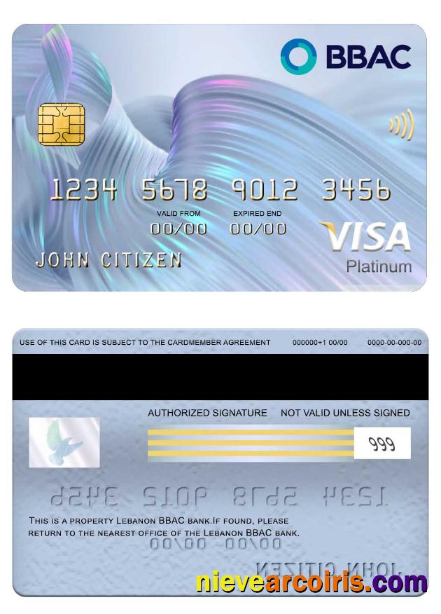 Lebanon BBAC Visa Platinum Card Sample