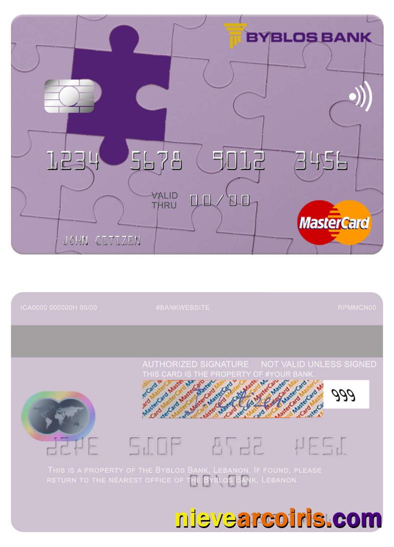 Lebanon Byblos Bank Mastercard Template