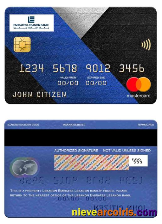 Lebanon Emirates Lebanon Bank Mastercard Sample