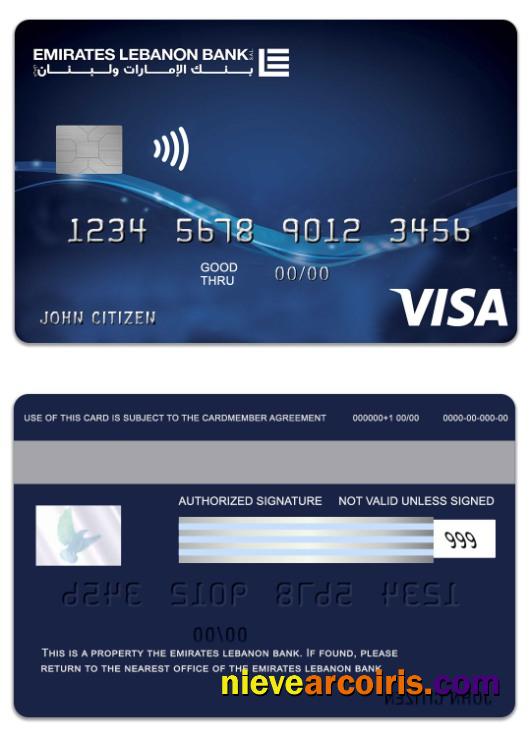 Lebanon Emirates Lebanon Bank Visa Classic Charge Card Photolook