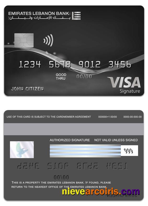 Lebanon Emirates Lebanon Bank Visa Signature Charge Card Photolook