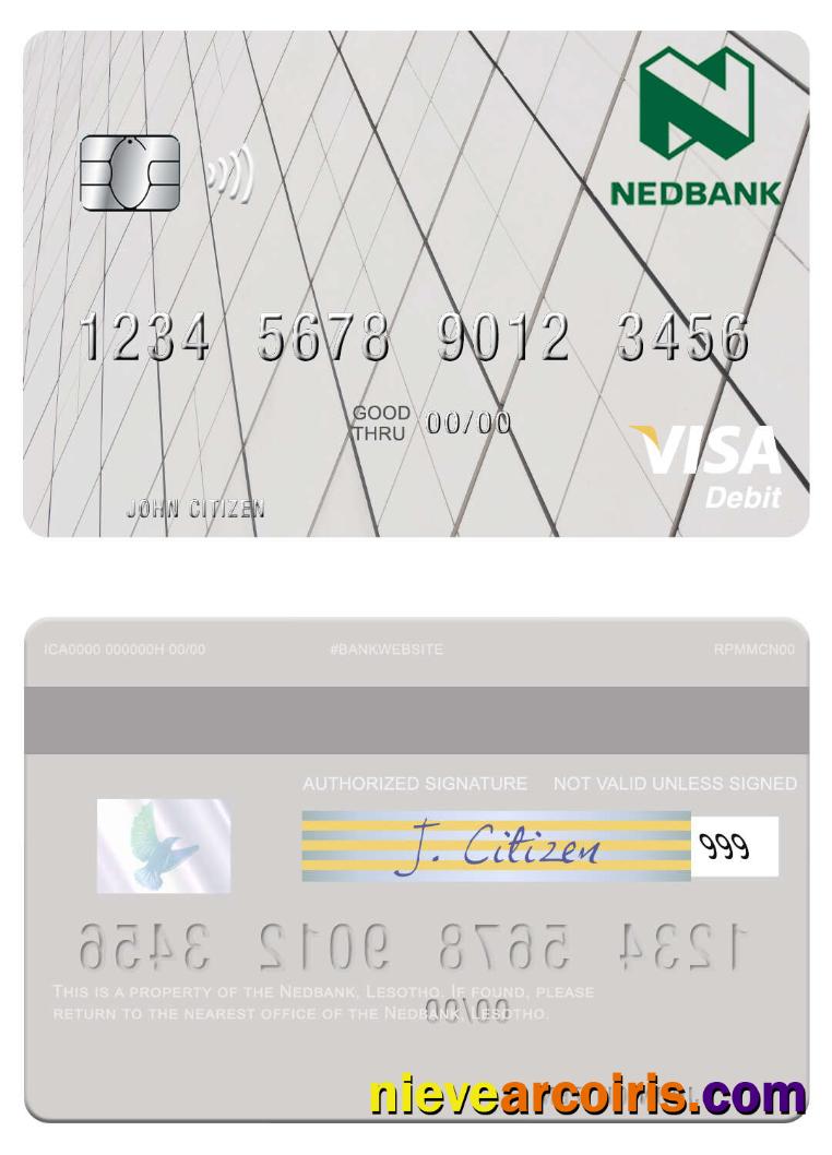 Lesotho Nedbank Visa Debit Card Template