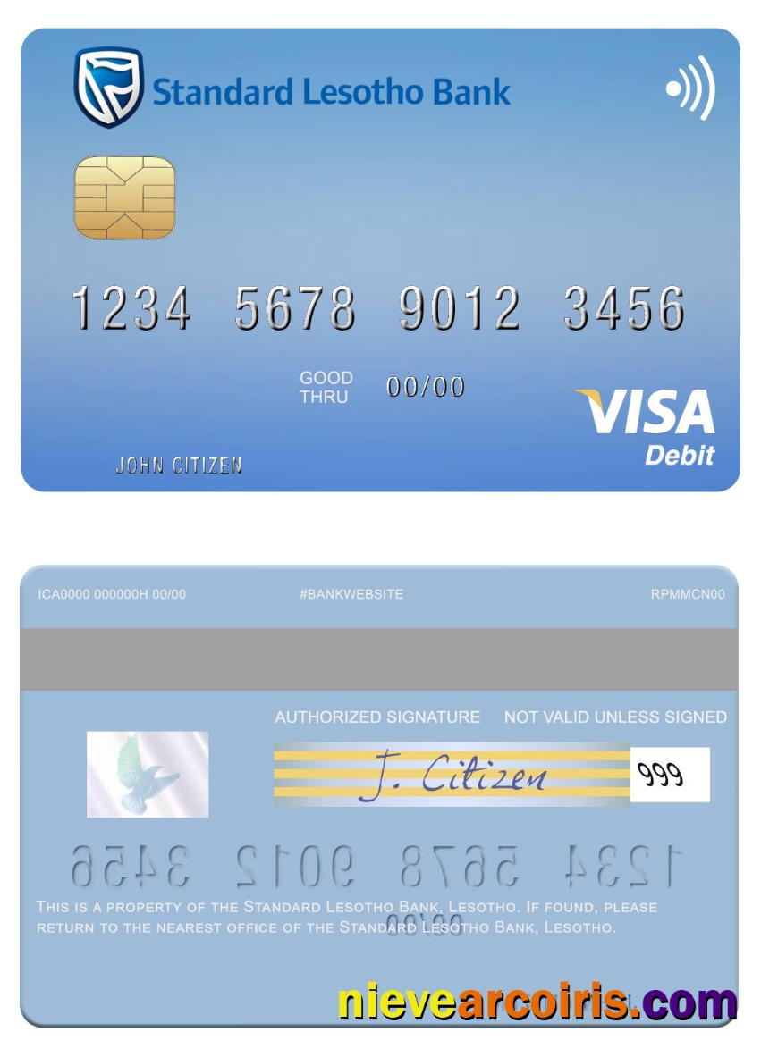 Lesotho Standard Lesotho Bank Visa Debit Card Template