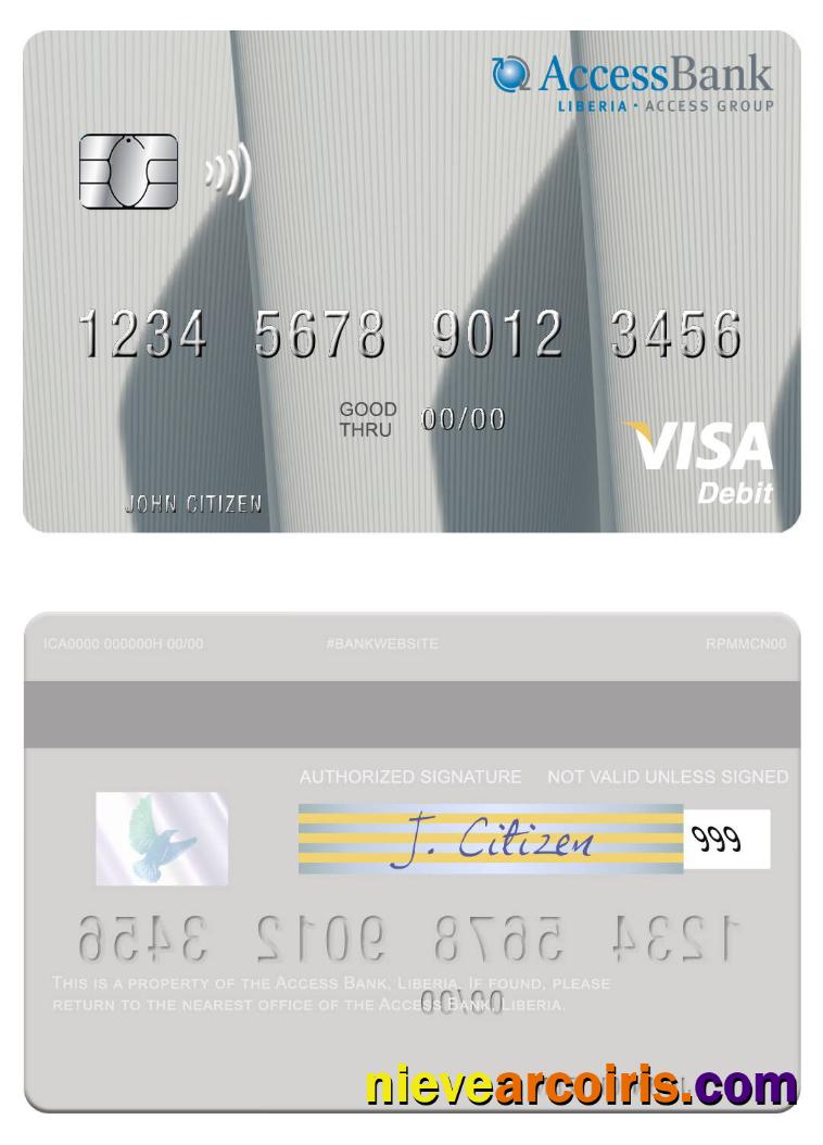 Liberia Access Bank Visa Debit Card Template