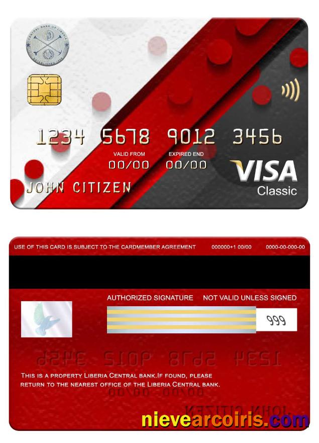 Liberia Central Bank Visa Classic Card Template