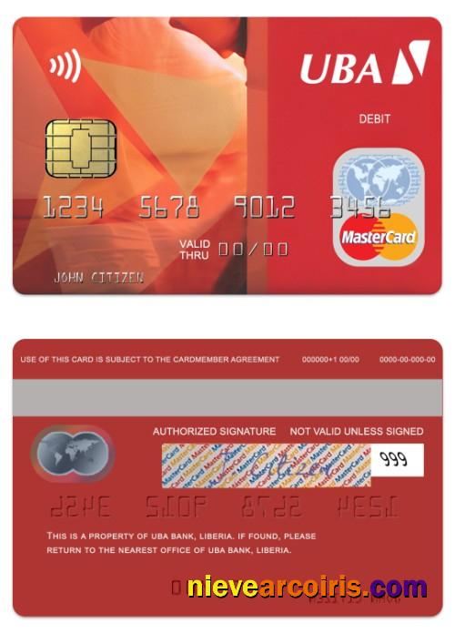 Liberia UBA Bank Debit Mastercard Sample