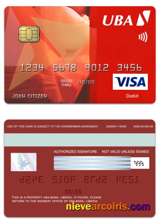 Liberia UBA Bank Visa Classic Debit Card Template