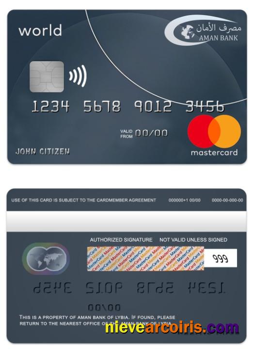 Libya Aman Bank Mastercard World Card Sample