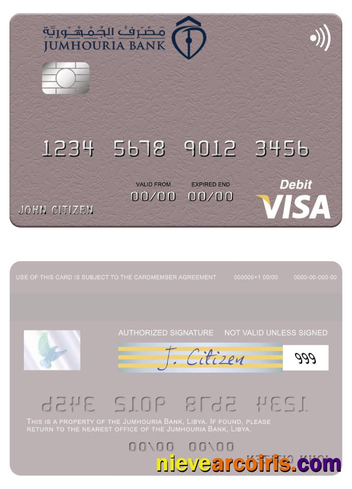 Libya Jumhouria Bank Visa Debit Card Photolook