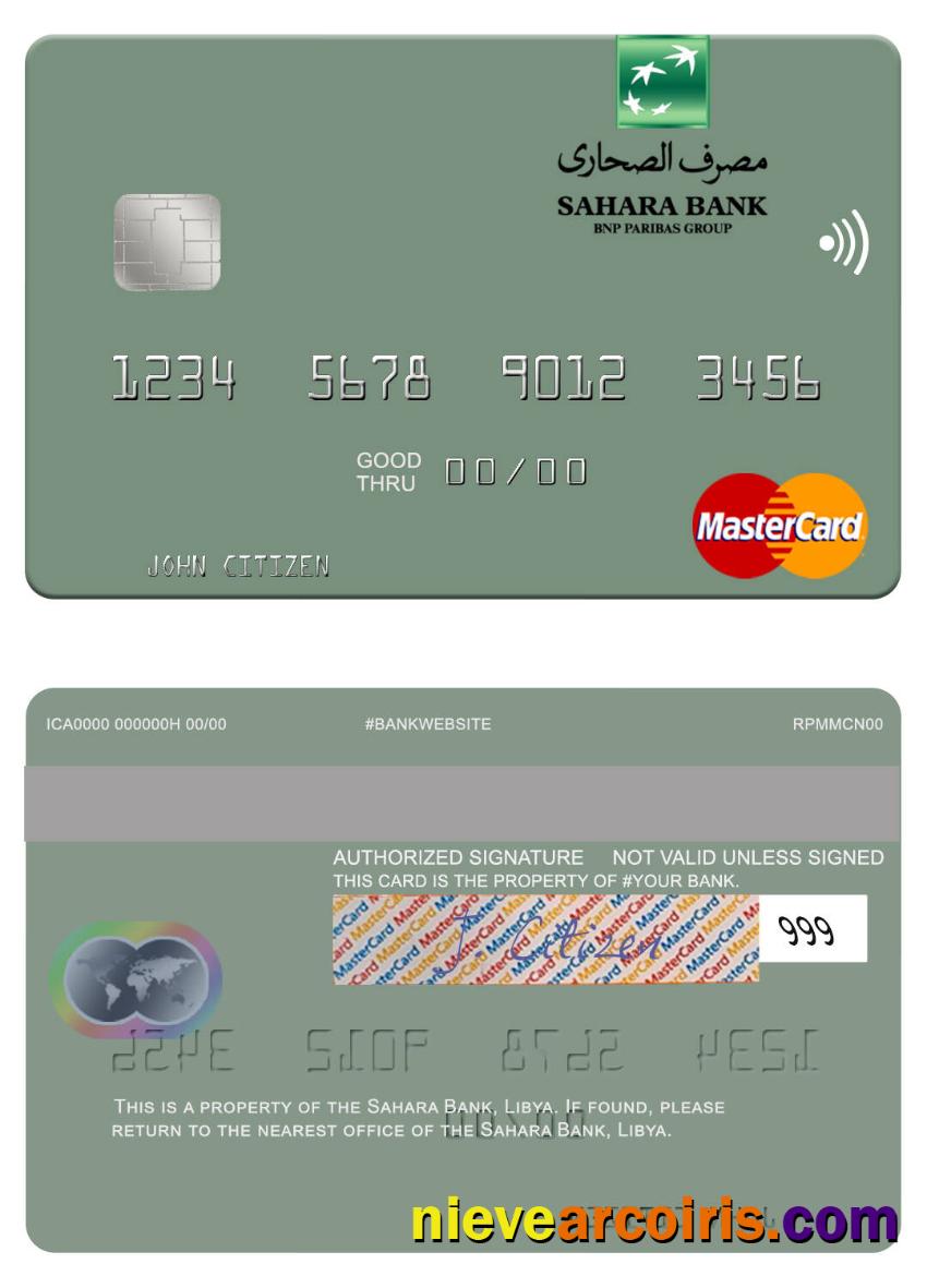 Libya Sahara Bank Mastercard Sample