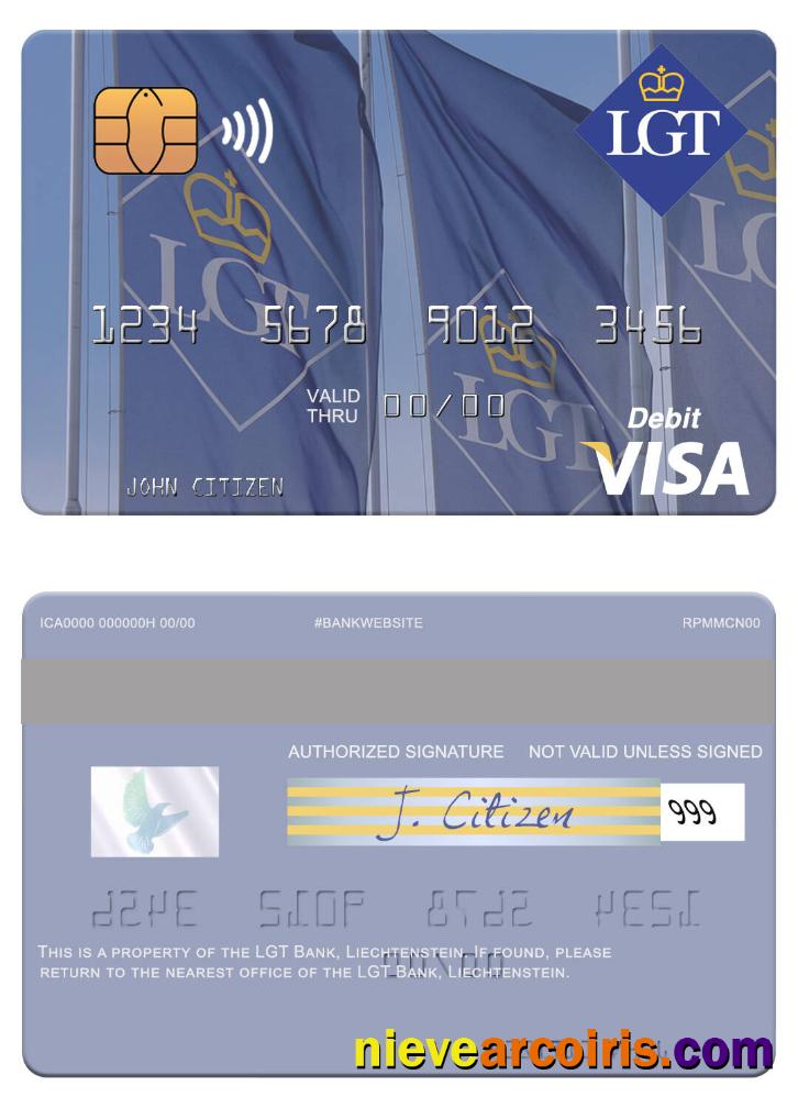 Liechtenstein LGT Bank Visa Debit Card Sample