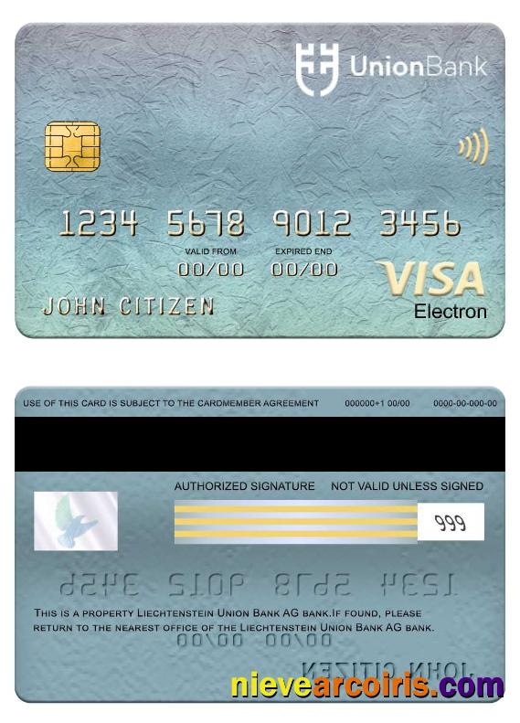 Liechtenstein Union Bank Visa Electron Card Template
