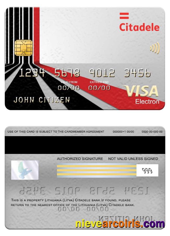 Lithuania (Litva) Citadele Bank Visa Electron Card Photolook