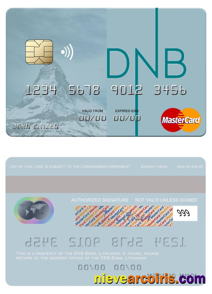 Lithuania DNB Bank Mastercard Sample