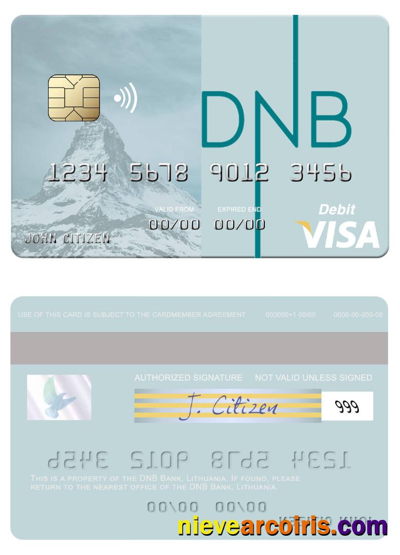 Lithuania DNB Bank Visa Debit Card Preview