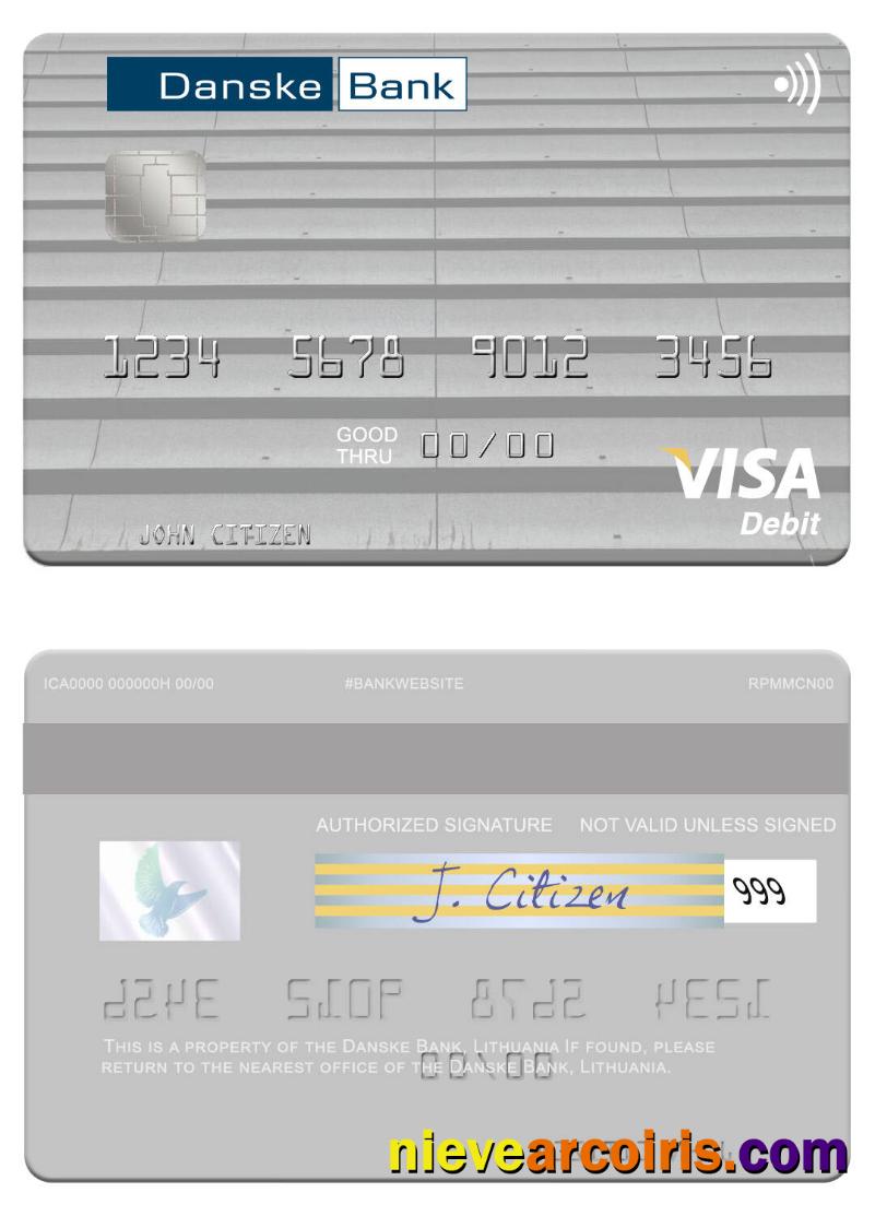 Lithuania Danske Bank Visa Debit Card Template