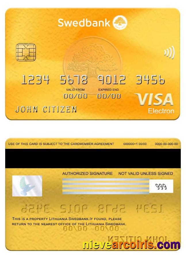 Lithuania Swedbank Visa Electron Card Template